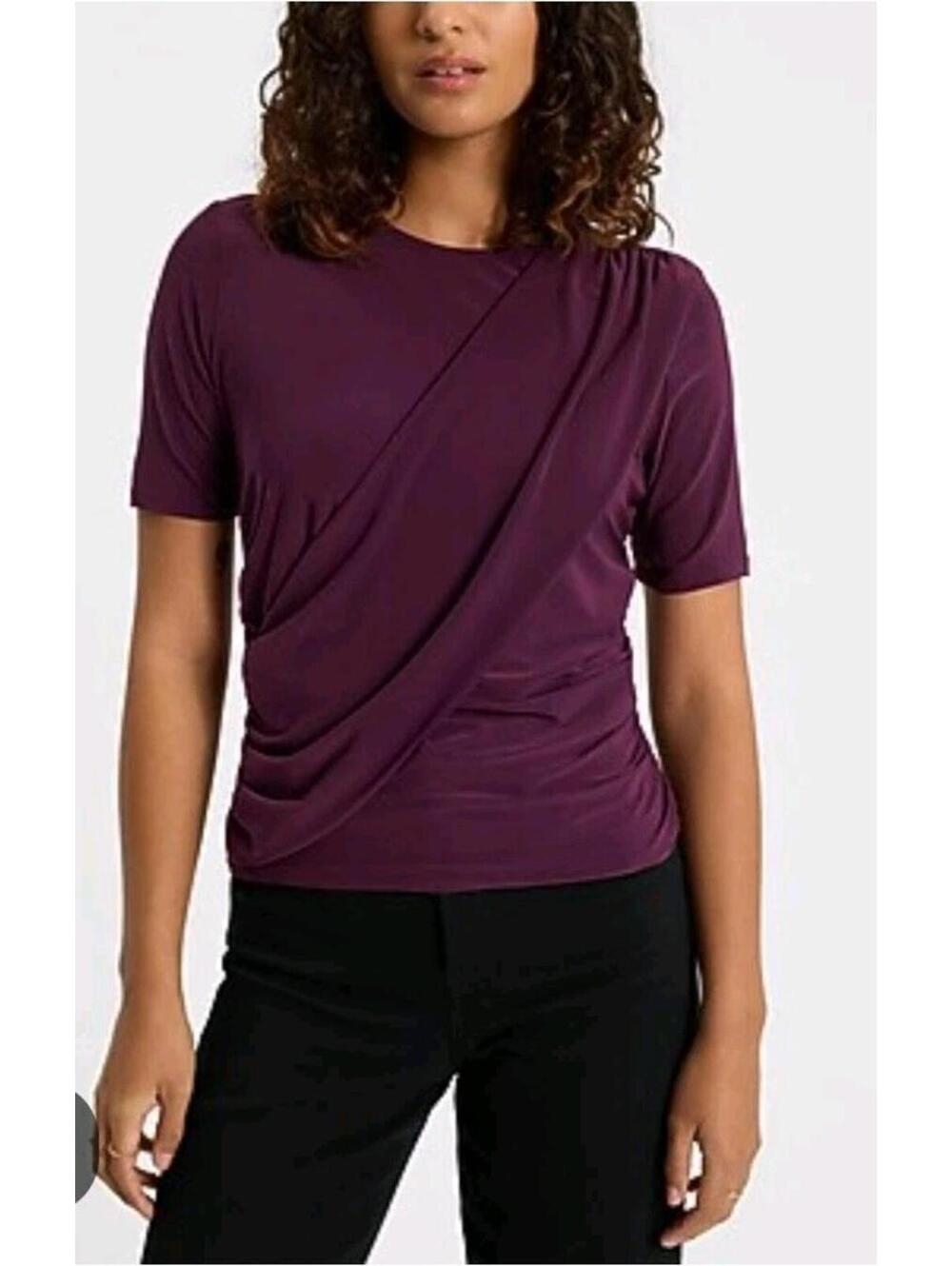 Express | Plum XL Draped Front Women's Top Blouse #C - Picture 3 of 11